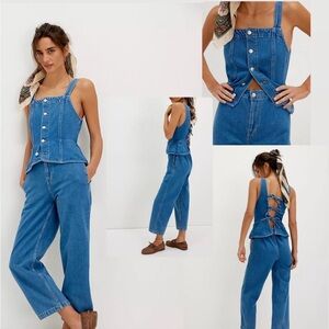 We The Free Blue Denim Overalls